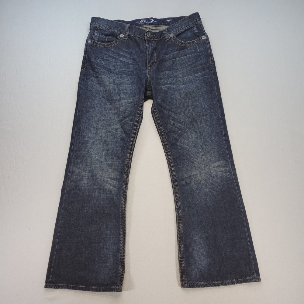Seven7 Bootcut Jeans Mens 36x30 Dark Wash Blue Dark Wash Flap Pocket Denim